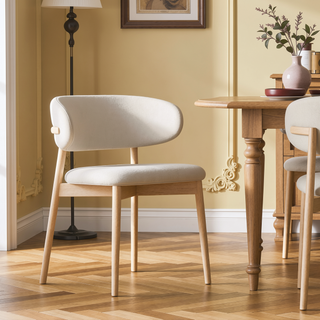 Sunvega Mid-Century Modern Ash Wood Dining Chairs Set of 2 for Kitchen and Living Room