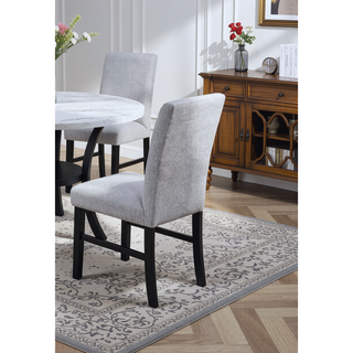 Sunvega Contemporary Light Gray Upholstered Dining Chairs with Black Legs Set of 2