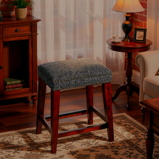 Sunvega Black and Gray Tweed Upholstered 24 Inch Backless Counter Stool