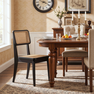 Sunvega Modern Industry Chic Cane Dining Chair Set of 2 for Dining Room
