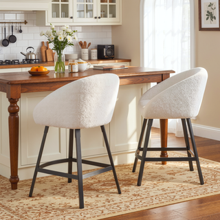 Sunvega Upholstered Bar Stool with Soft Backrest and Armrest for Kitchen Island