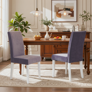 Sunvega Modern Glam Quinara Acrylic Dining Chair Set of 2 with Plush Gray Velvet