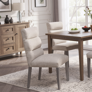 Sunvega Ash Velvet Upholstered Side Chair Set of 2 with Plump Foam Back and Gray Wood Legs