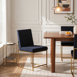 Sunvega Gold and Black Velvet Upholstered High Back Dining Chairs Set of 2