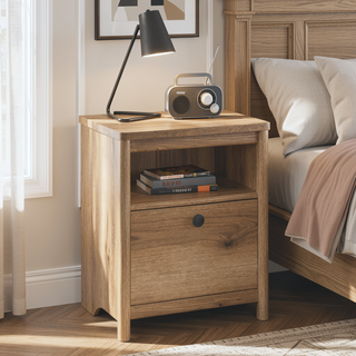 Sunvega Modern Brown Nightstand with Spacious Top and Drawer Storage