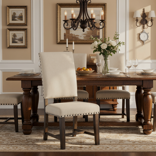 Sunvega Beige and Smokey Black Upholstered Armless Side Chair Set of 2