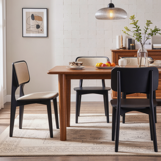 Sunvega Modern Cane Dining Chair Set of 2 with Solid Ash Wood Frame