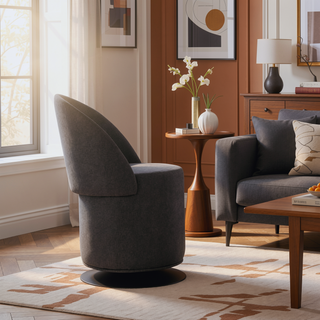 Sunvega Finch Contemporary Swivel Chair with Adjustable Backrest and Fabric Upholstery