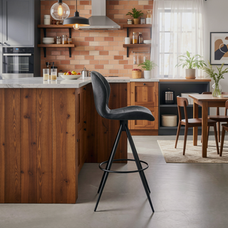 Sunvega Swivel Bar Stool with Charcoal Fabric and Black Finish for Modern Seating