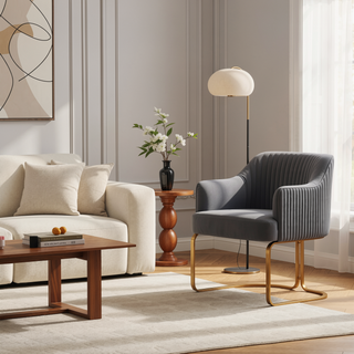 Sunvega Modern Taupe Dining Chair with Gold Legs and Leatherette Upholstery for Dining Room