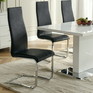 Sunvega High Back Side Chairs with Leatherette Upholstery and Chrome Legs Set of 4