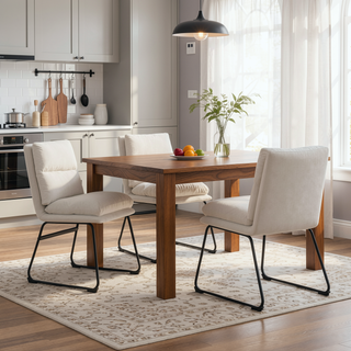 Sunvega Milos Contemporary Upholstered Dining Chairs Set of 2 with Sled Base