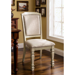 Sunvega Transitional Style 2pc Side Chair with Nailhead Trim and Turned Legs