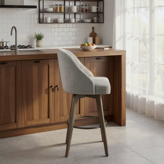 Sunvega Swivel Counter Stool with Medium High Back and Metal Ring Footrest