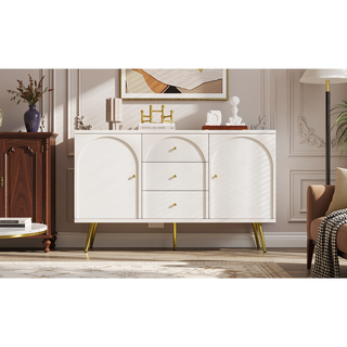 Sunvega Modern Minimalist Metal Foot Dining Cabinet with Large Storage Space