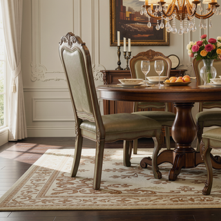 Sunvega Padded Side Chair Set of 2 with Scalloped Apron Seat and Arched PU Leather Backrest
