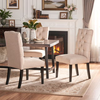 Sunvega Harding KD Tuft Dining Chair Set of 2 with Tufted Fabric Backrest