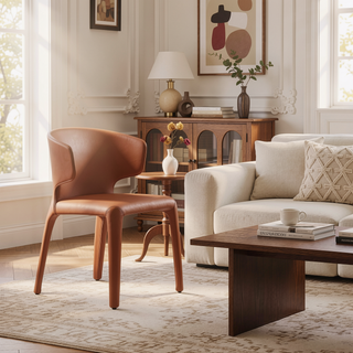 Sunvega Mid-Century Modern Dining Chairs Set of 2 with Faux Leather Upholstery