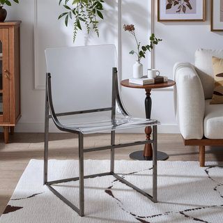 Sunvega Black Nickel Acrylic Dining Side Chair with Modern Metal Frame