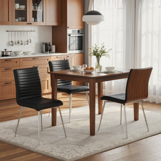 Sunvega Mason Contemporary Dining Accent Chair with Swivel and Walnut Wood Back