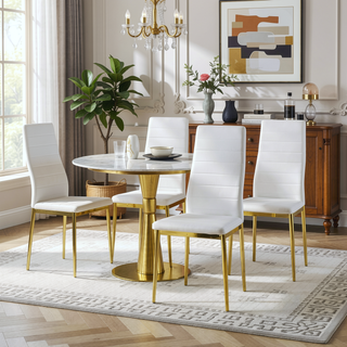 Sunvega Golden Legs and Black Seat Comfortable Durable Dining Chair Set of 4