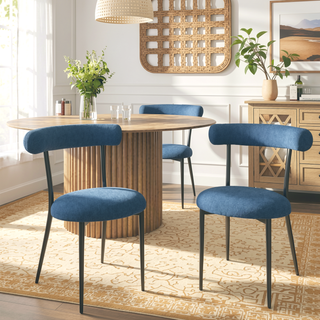 Sunvega Modern Metal Frame Dining Chairs Set of 2 with Curved Open Backrests