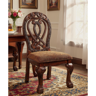 Sunvega Traditional Solid Wood Dining Chairs with Intricate Carved Details and Lion Claw Feet