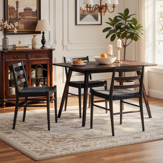 Sunvega Fully Assembled Wood Rattan Dining Chairs Set of Two with Woven Seat