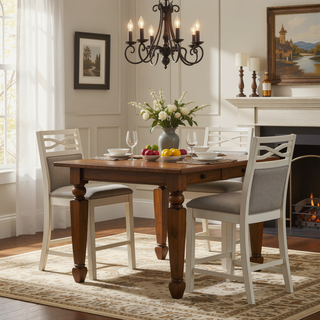 Sunvega Casual Country Style Counter Height Chairs Set of 2 with Gray Wood Frame