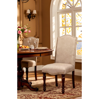 Sunvega Industrial Style Brown Cherry Ivory Upholstered Fabric Counter Height Dining Chairs