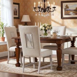 Sunvega Light Gray Poplar and Oak Veneer Dining Side Chair Set of 2
