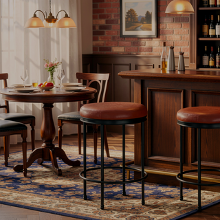 Sunvega Caramel Faux Leather and Metal Backless Counter Stool with Padded Seat