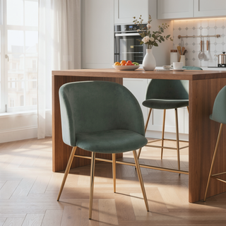 Sunvega Fran Dining Chair with Velvet Upholstery and Tapered Metal Legs Set of 2