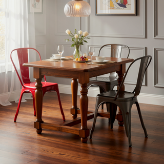 Sunvega High Gloss Red Metal Dining Chairs Set of 2 with 18 Inch Seat Height
