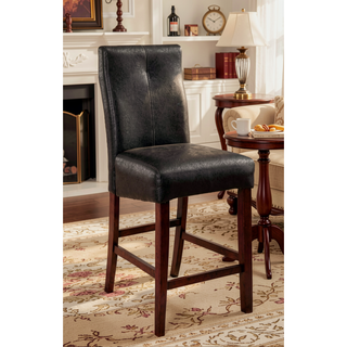 Sunvega Transitional Brown Cherry Leatherette Cushion Seat Counter Height Chairs