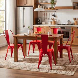 Sunvega High Gloss Red Metal Dining Chairs Set of 2 with 18 Inch Seat Height