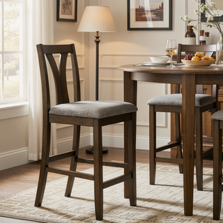 Sunvega Upholstered Counter Height Dining Side Chair with Grey Fabric and Foam-Padded Seat Cushions
