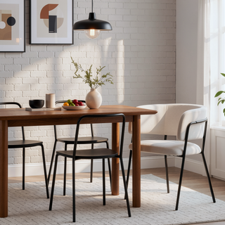 Sunvega Modern Upholstered Arm Dining Chair with Soft Seat and Metal Legs Set of 2