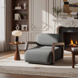 Sunvega Modern Dining Armchair in Soft Velvet with Sculptural Beech Wood Frame