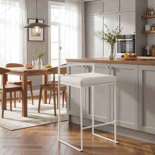 Sunvega Contemporary White Faux Leather Stackable Counter Stools Set of 2