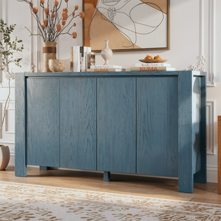 Sunvega Retro Wood Sideboard Buffet Cabinet with Distressed Finish and Adjustable Shelves