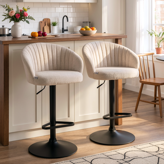 Sunvega Adjustable Swivel Bar Stools Set of 2 with Linen Touch Fabric