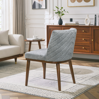 Sunvega Daley Grey Italian Mid-Century Fabric Dining Chair Set Of 2