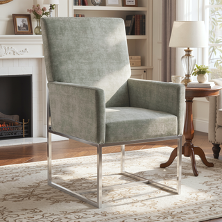 Sunvega Modern Open Industrial Design Velvet Upholstered Dining Chair for Living Room