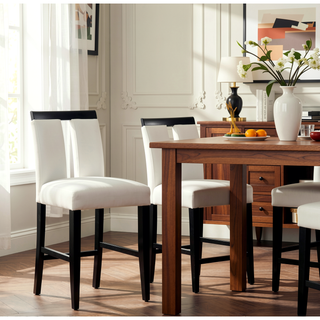 Sunvega Set of 2 Black and White Leatherette Padded Side Chairs with Slit Back