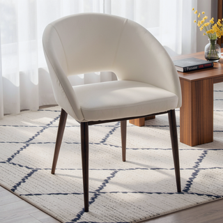 Sunvega Contemporary Faux Leather Chair with Cut Out Design and Metal Legs