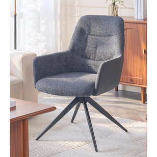 Sunvega Brown Chenille Swivel Side Chair with Padded Seat and Back Cushion