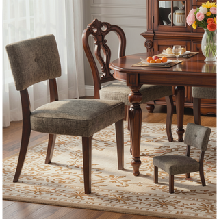 Sunvega Dark Gray Fabric Upholstered Dining Side Chair Set with Espresso Finish