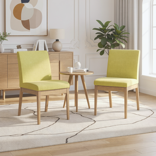 Sunvega Contemporary Upholstered Dining Chairs with Rubberwood Legs Set of 2