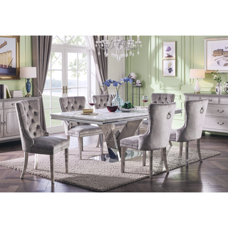 Sunvega Glam Style Wingback Dining Chairs with Upholstered Seat and Crystal-like Acrylic Buttons